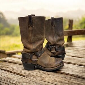 Frye 12R Harness Boots Women’s 8.5 Distressed Tan